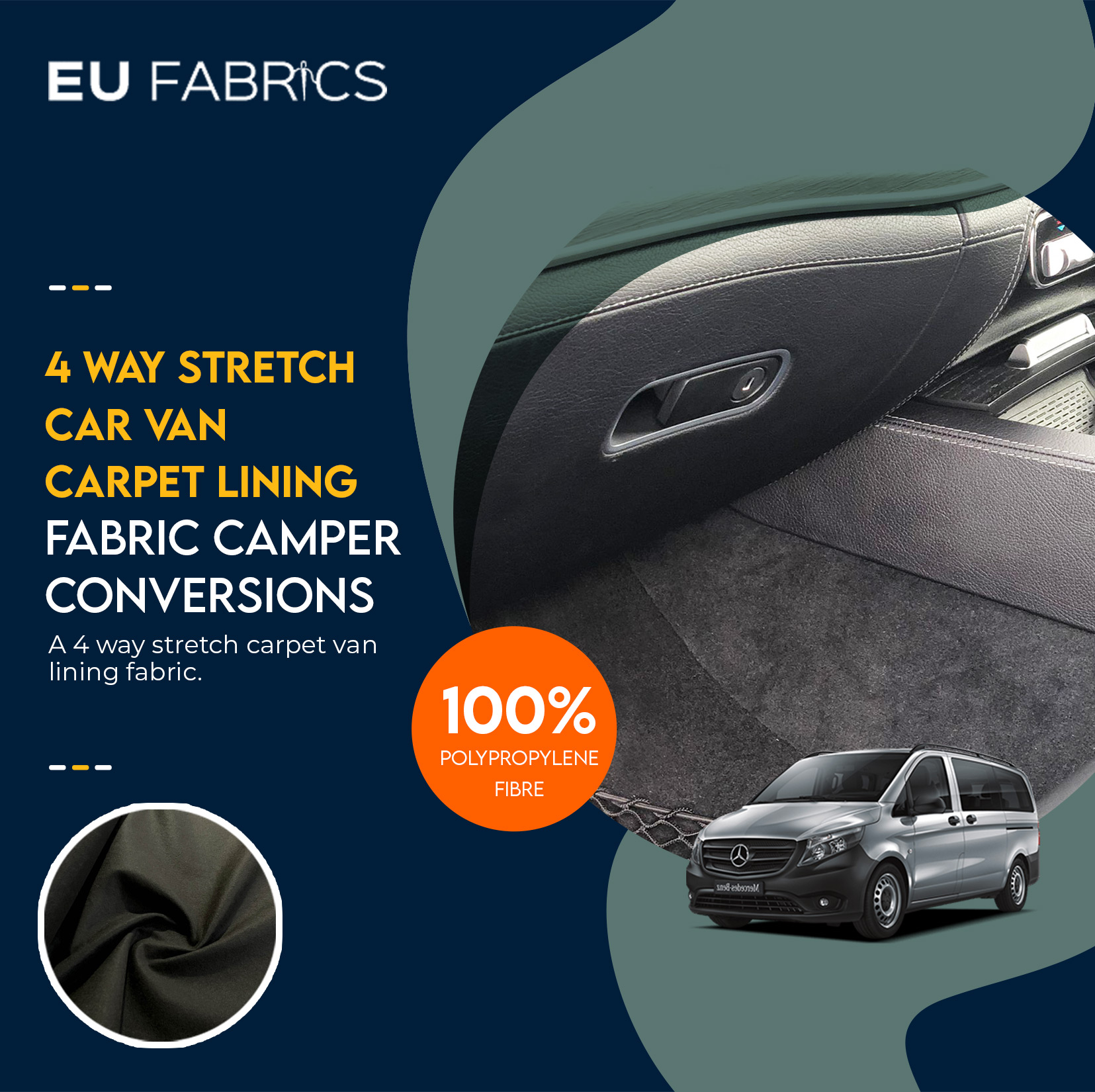 4 Way Stretch Car Van Carpet Lining Fabric Camper Conversions EU Fabrics